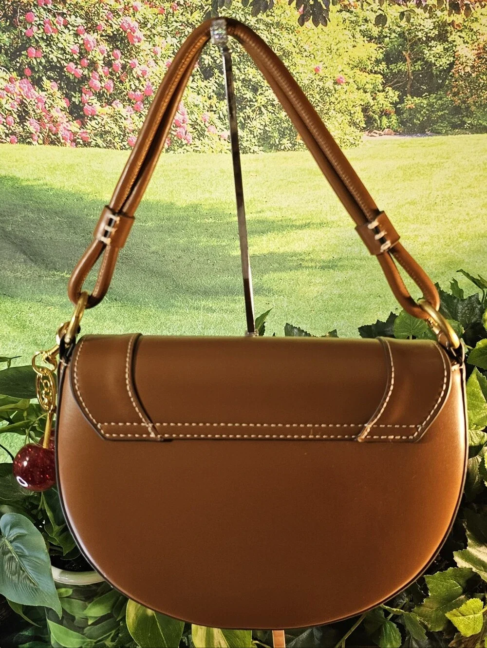 ZARA Brown Structured Saddle Bag Faux Leather 3 Straps NWOT